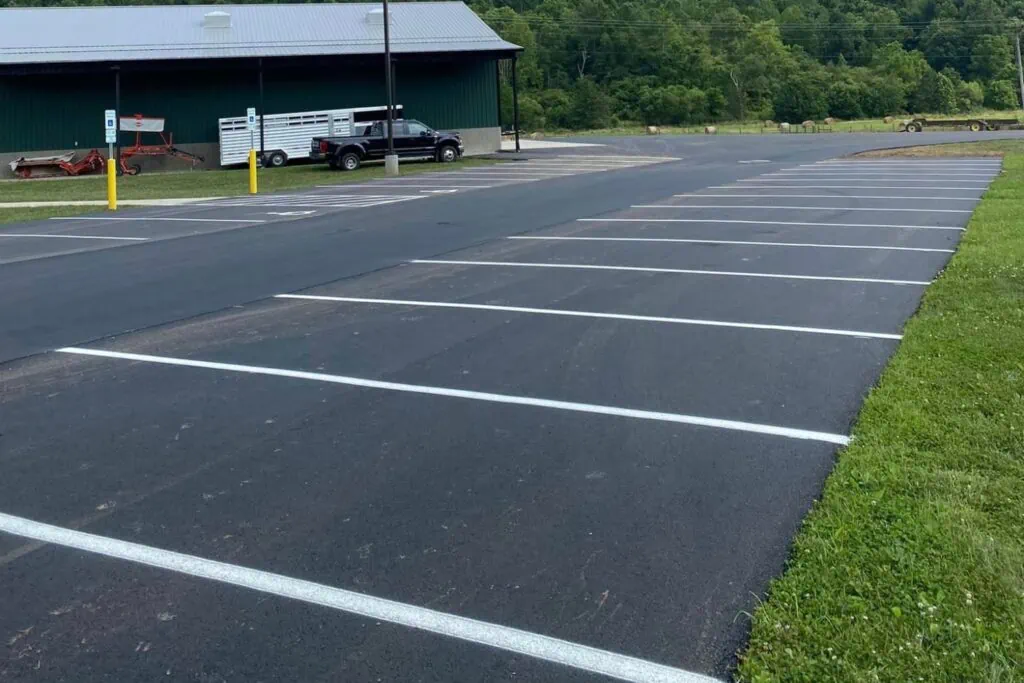 Newly striped parking lot